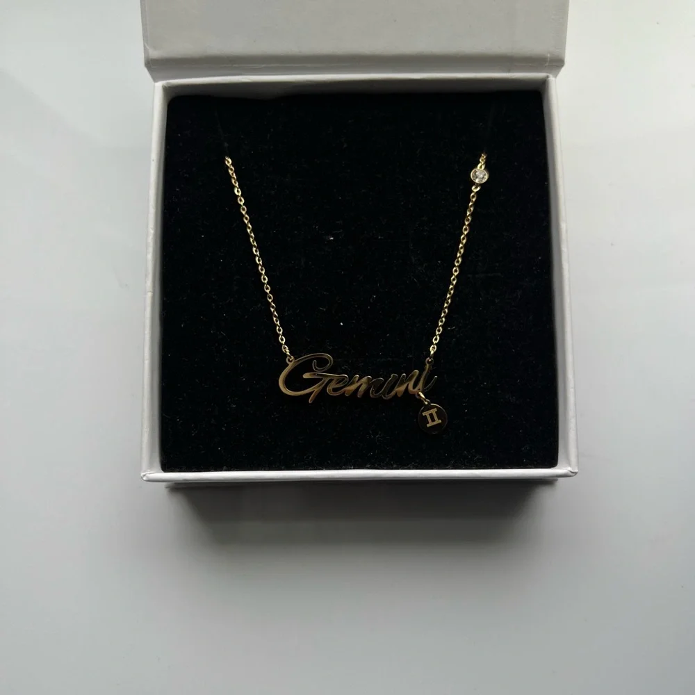 Gemini Zodiac Sign Necklace Stainless Steel Horoscope Astrology Birthday